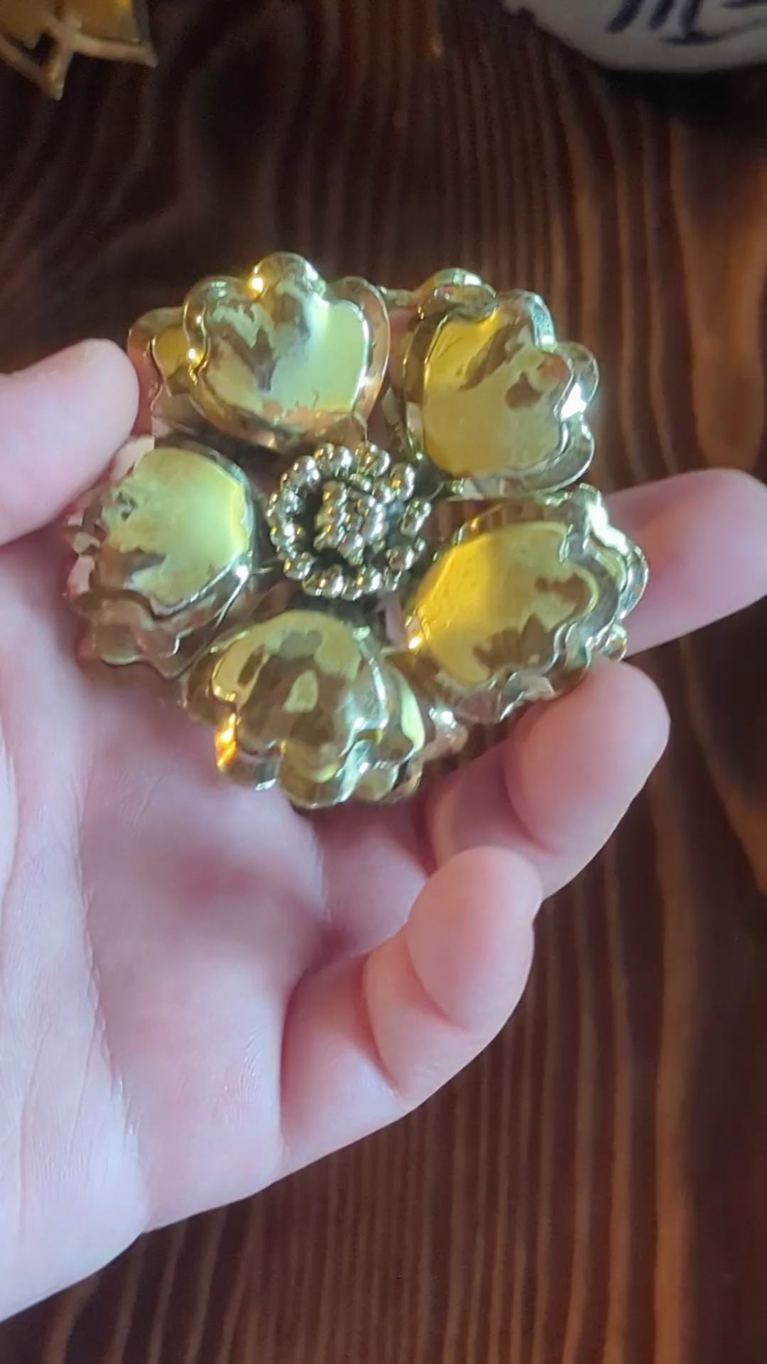 Gold Vintage Flower Pin, Costume Jewelry