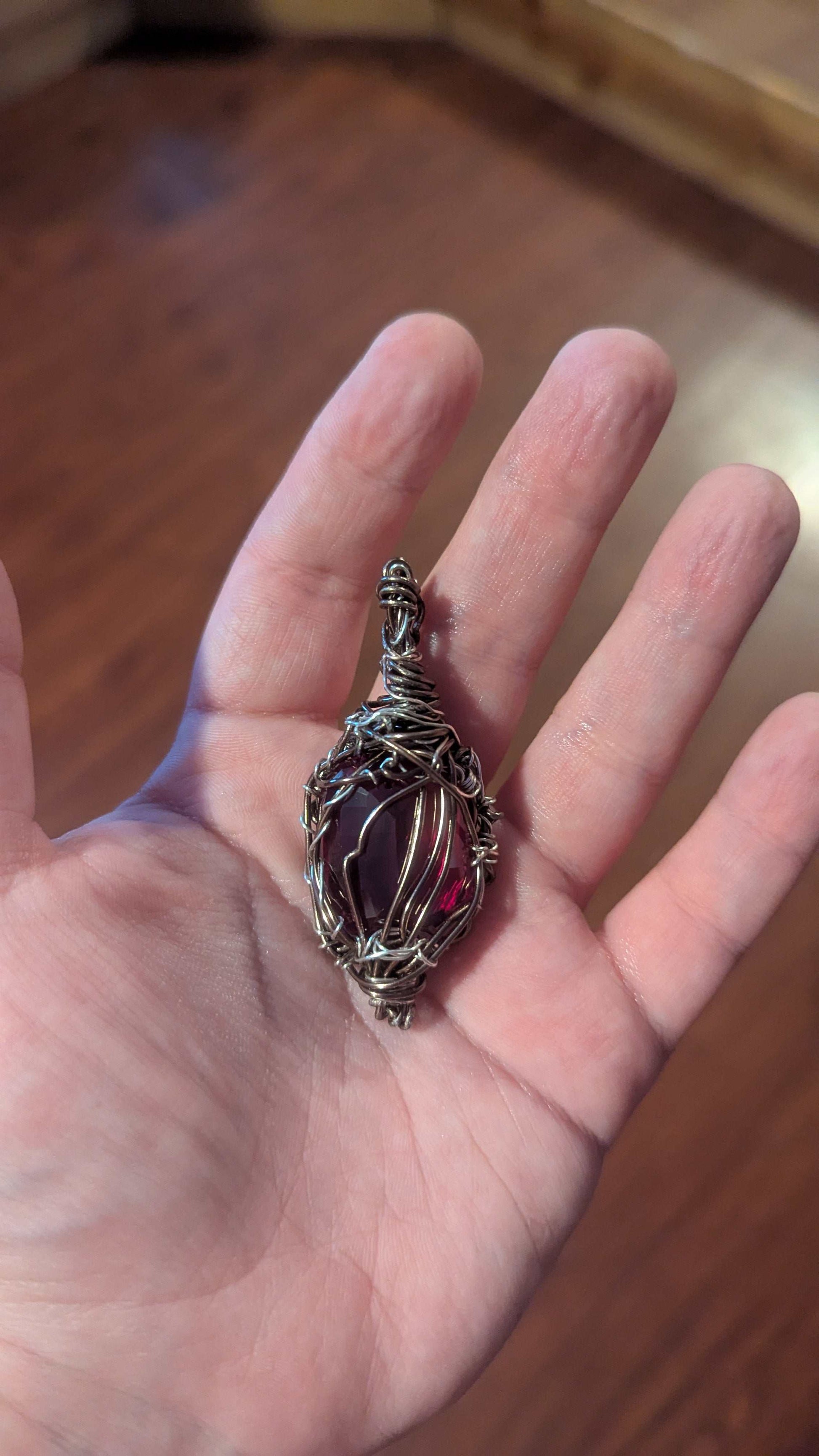 Certified Natural Ruby Handmade Wire Pendant | Crystal Arborist
