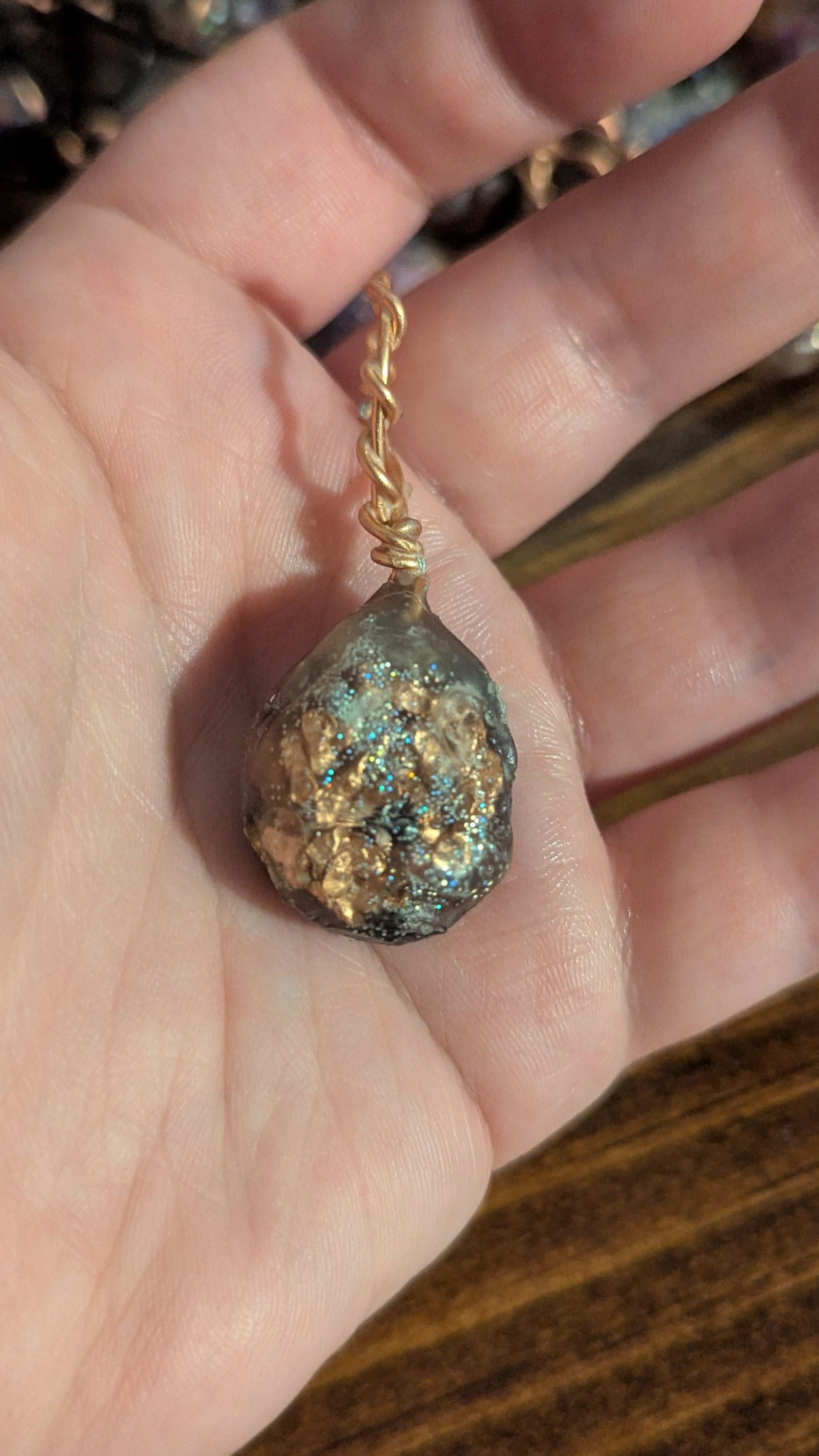 Lapis and Goldstone Orgonite, Tree of Life in a Heart | Crystal Arborist