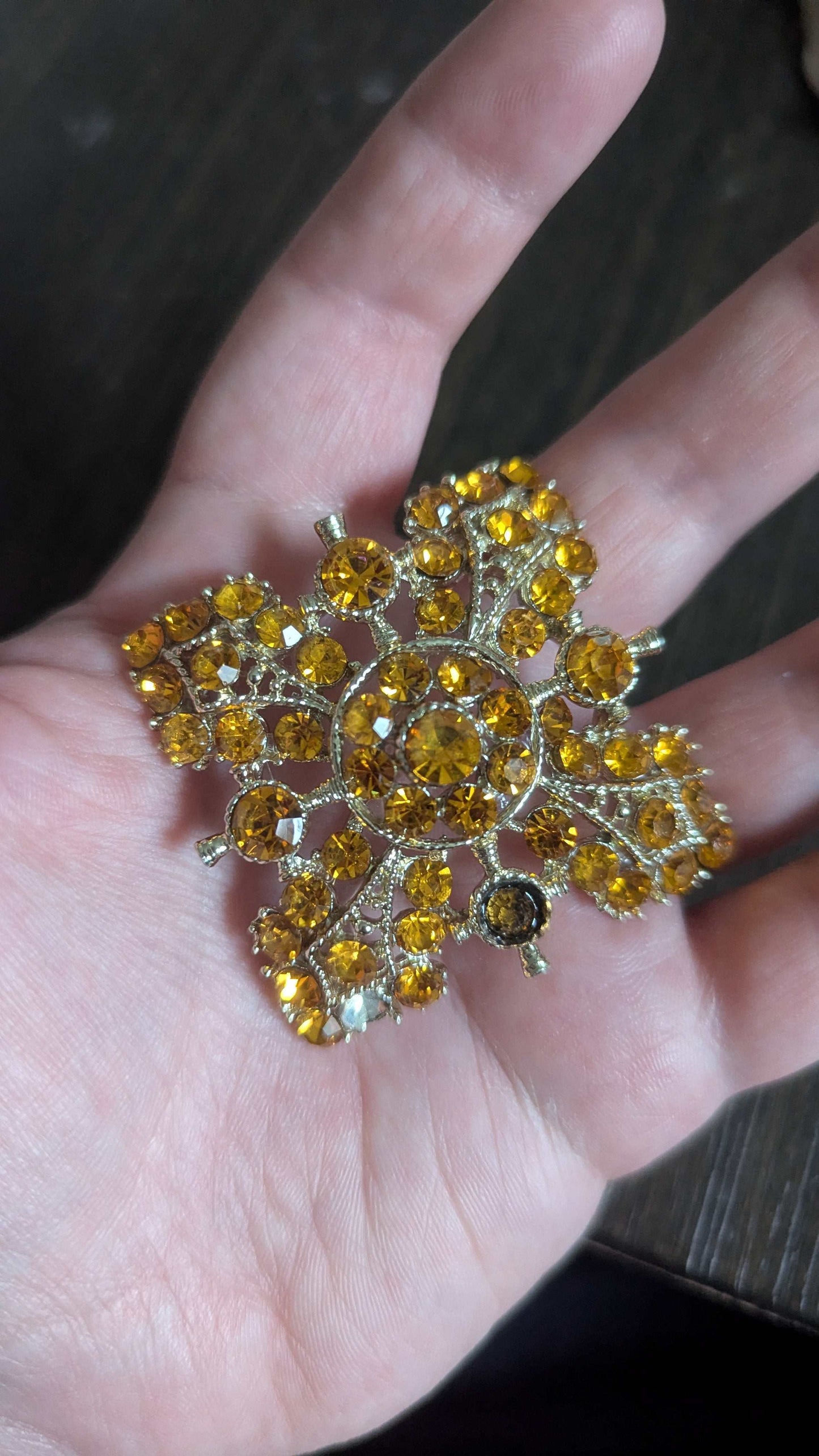 Orange Rhinestones, Vintage Brooch | Crystal Arborist