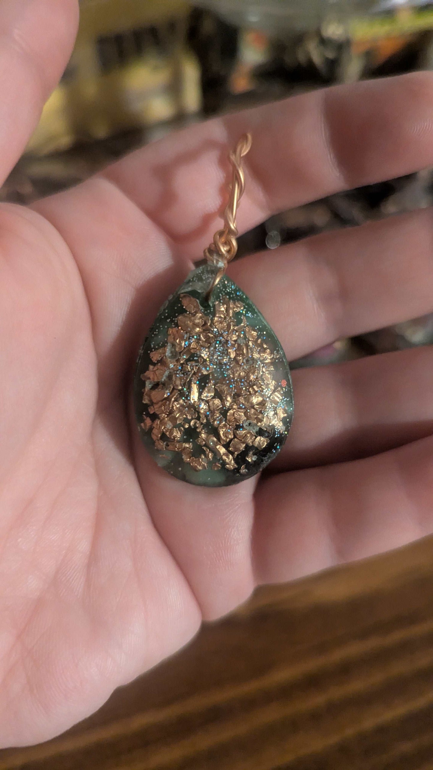 Green Aventurine, Amazonite, & Obsidian Orgonite Pendant, Butterfly | Crystal Arborist