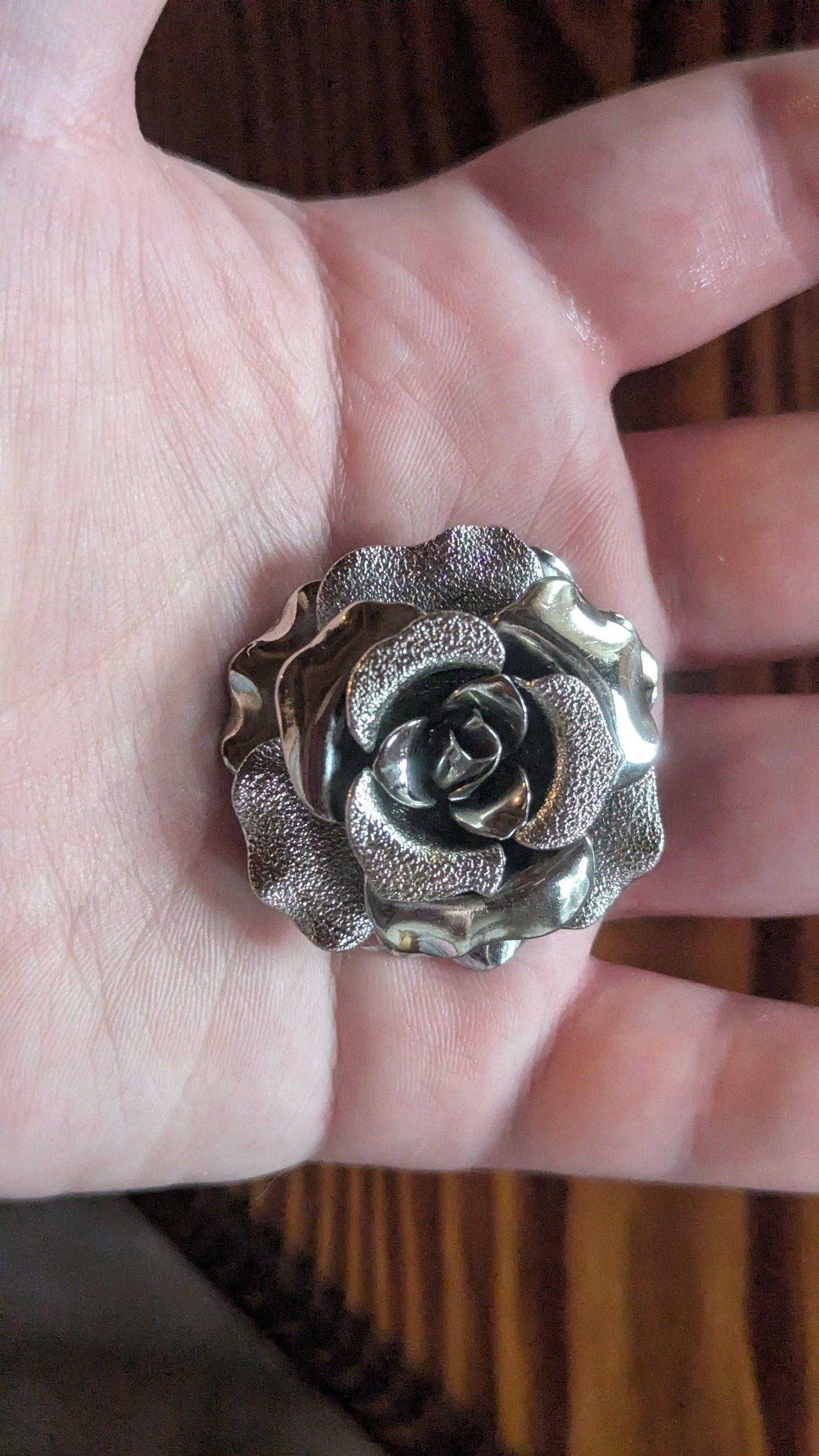 Silver Vintage Rose Pin | Crystal Arborist