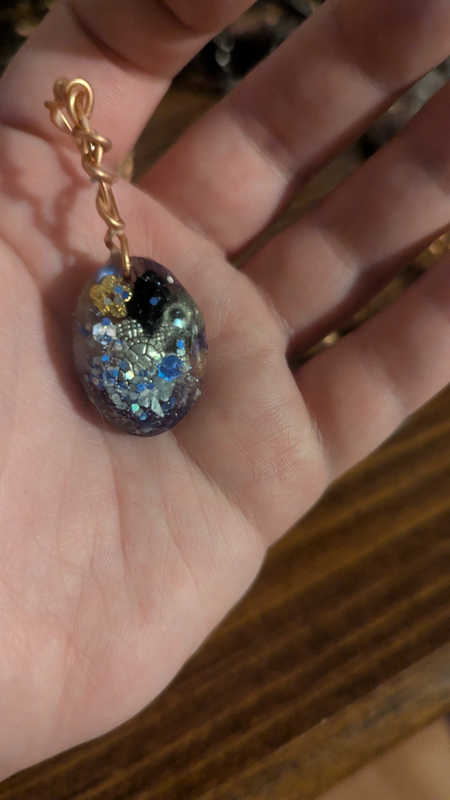 Lapis Lazuli and Goldstone Orgonite Pendant, Sea Turtle | Crystal Arborist