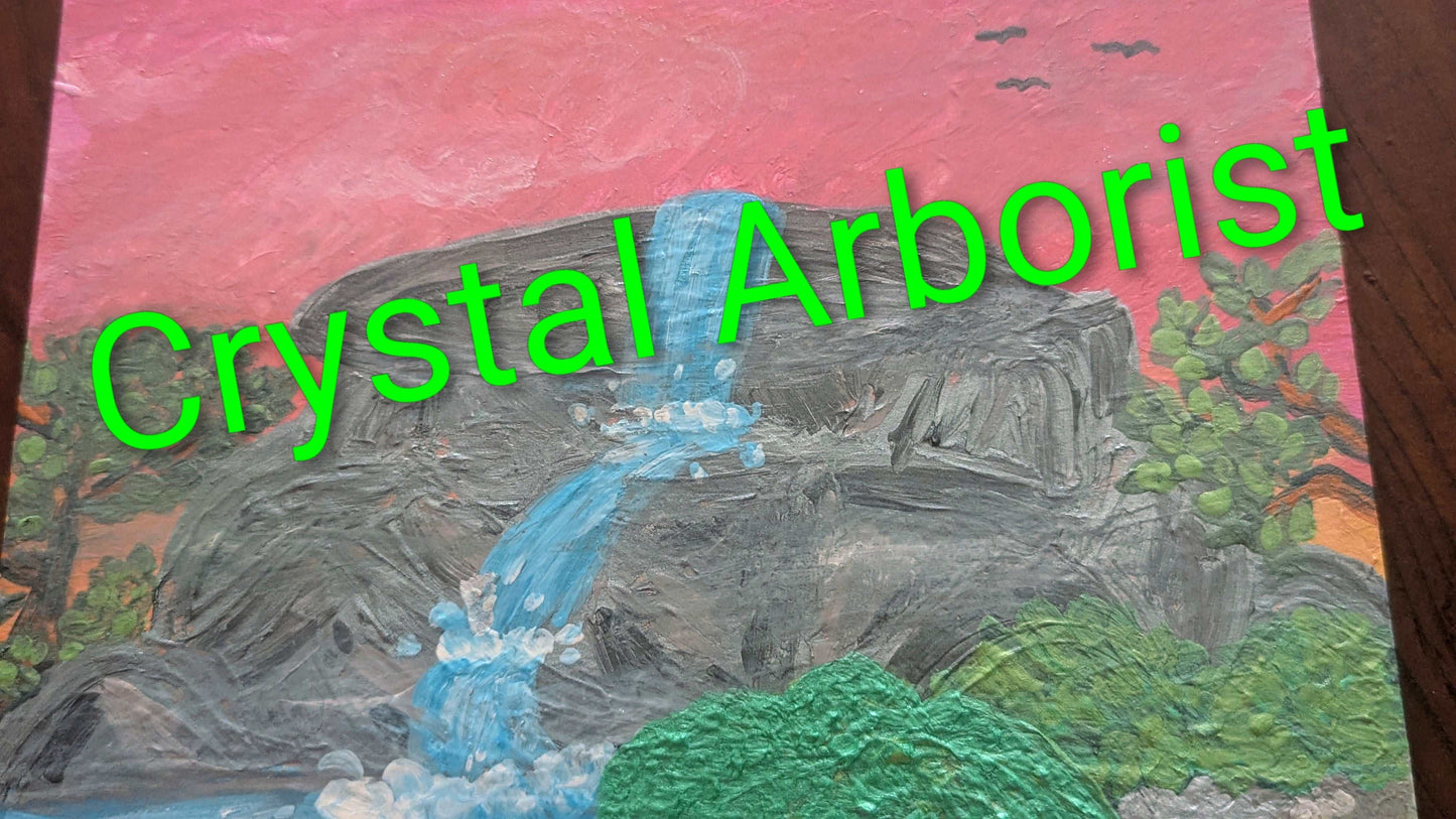 Waterfall, Willow, and Koi Fish Painting, Hand Painted, Metallic Paint | Crystal Arborist