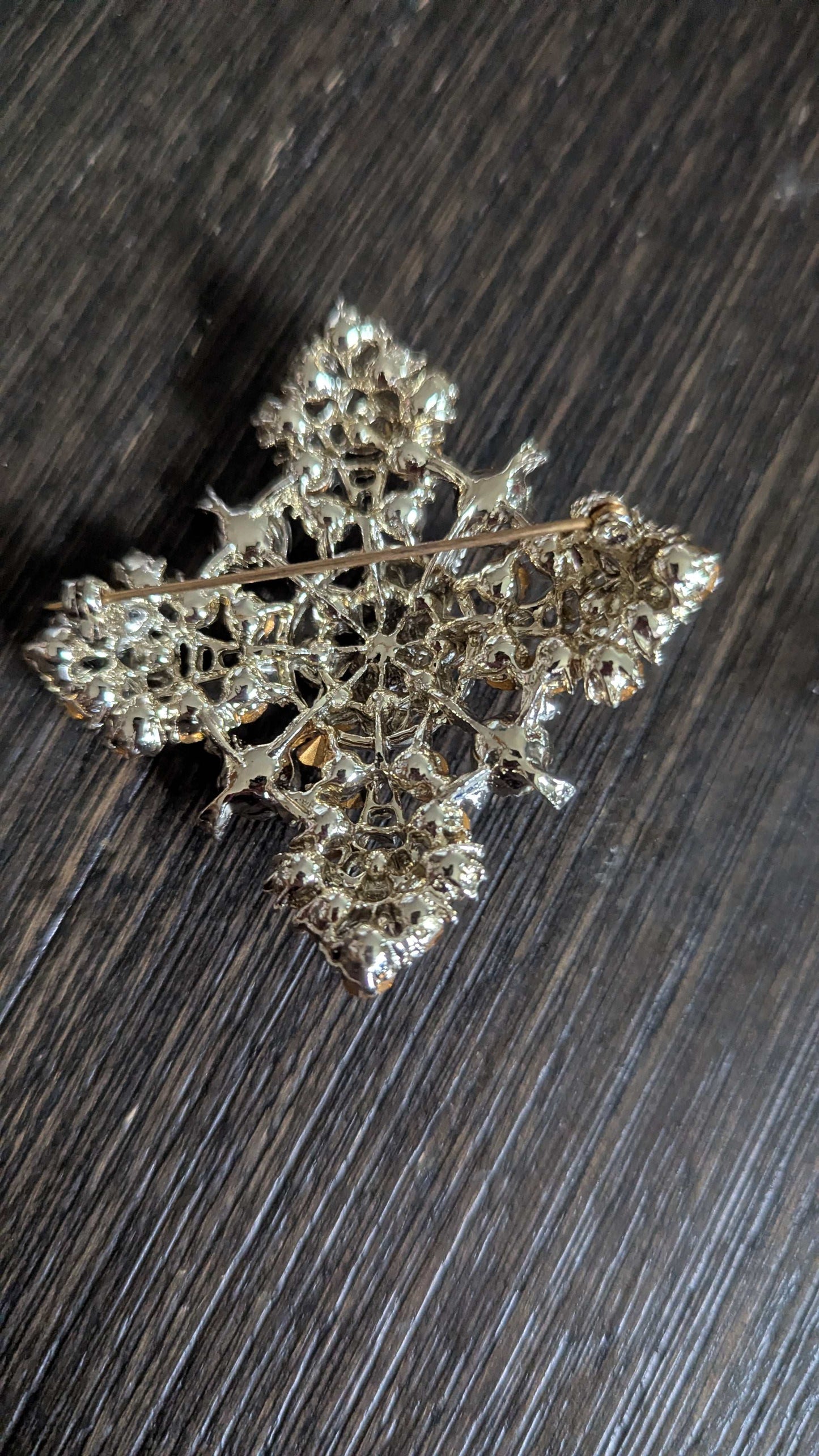 Orange Rhinestones, Vintage Brooch | Crystal Arborist