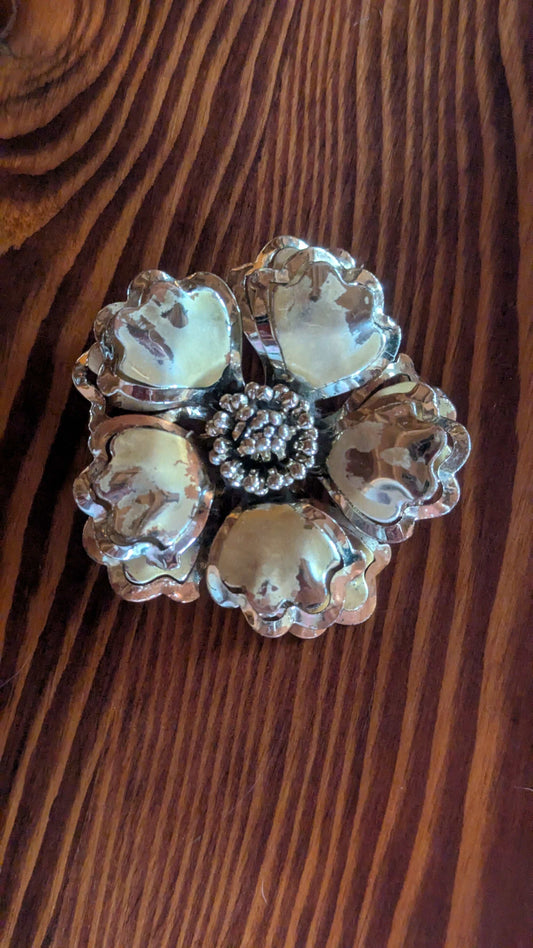 Gold Vintage Flower Pin, Costume Jewelry | Crystal Arborist