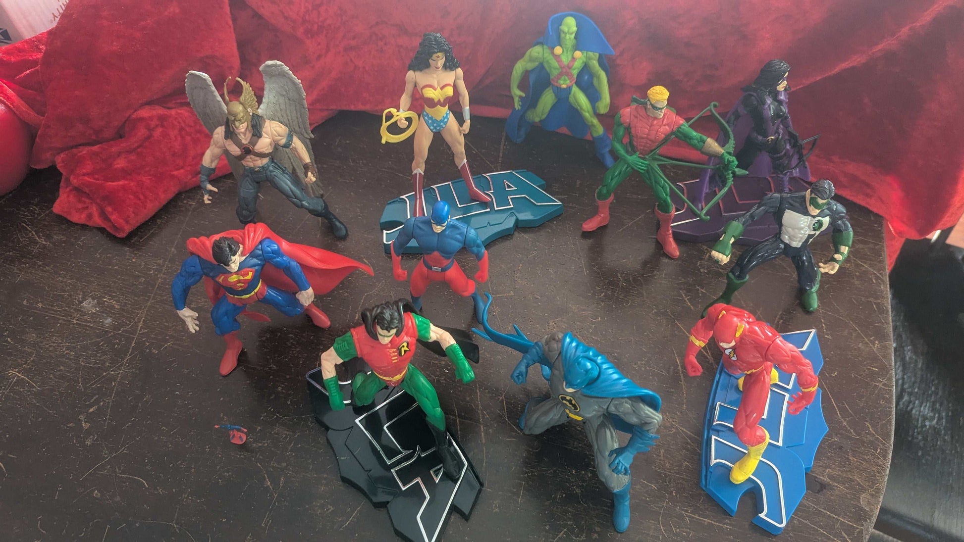 Justice League of America Vintage Action Figures, Superman, Batman, Robin, Wonder woman, The Flash, Hawkman, Green Lantern, Martian Manhunter, The Green Arrow, The Atom, Huntress, DC Comics, Hasbro, Kenner | Crystal Arborist