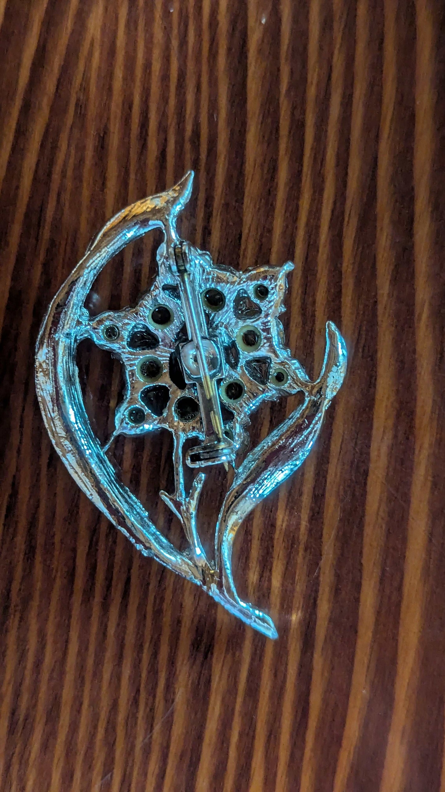 Silver Vintage Flower Pin With Rhinestones | Crystal Arborist