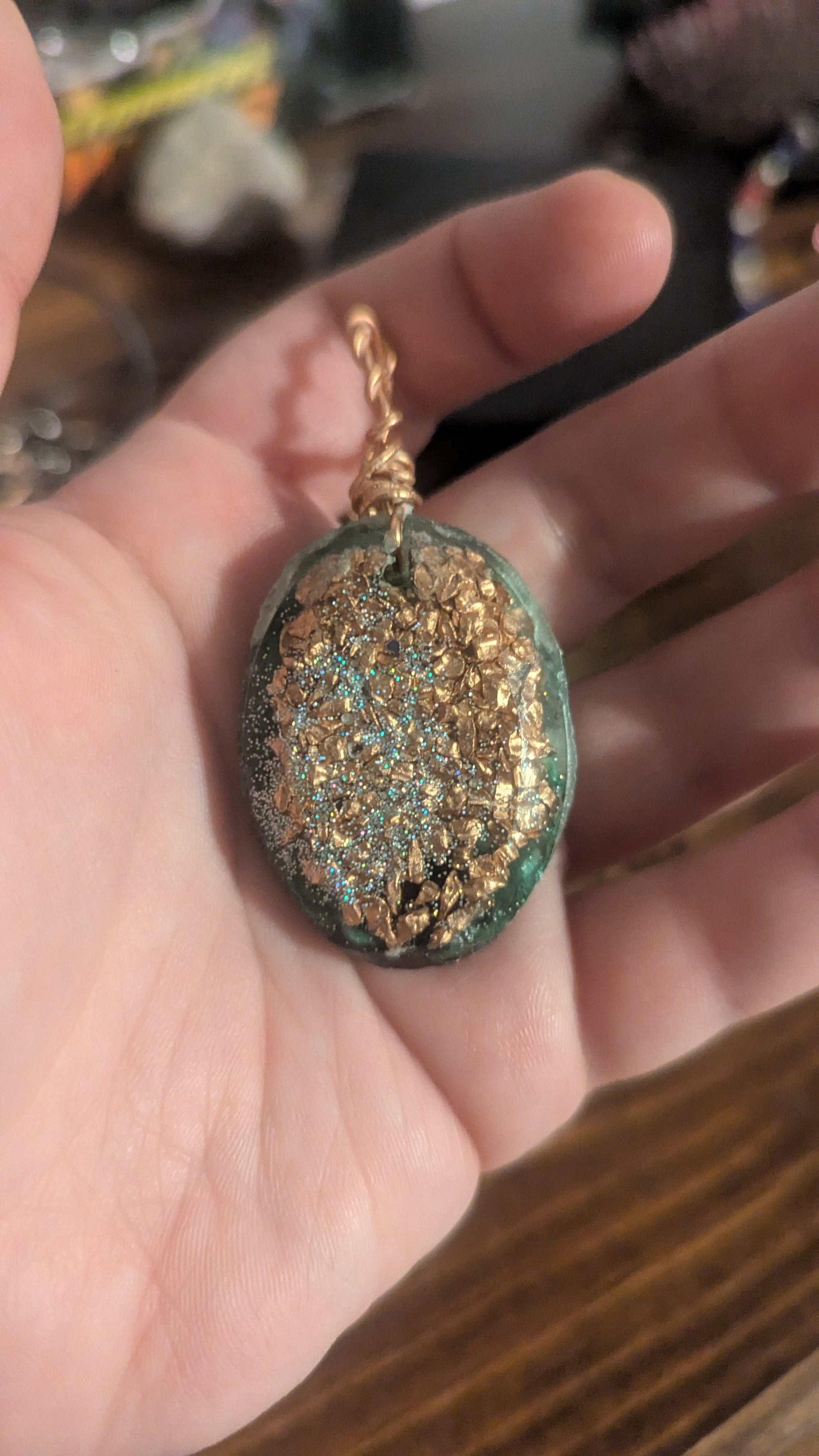 Green Aventurine, Amazonite, & Obsidian Orgonite Pendant, Star of David | Crystal Arborist