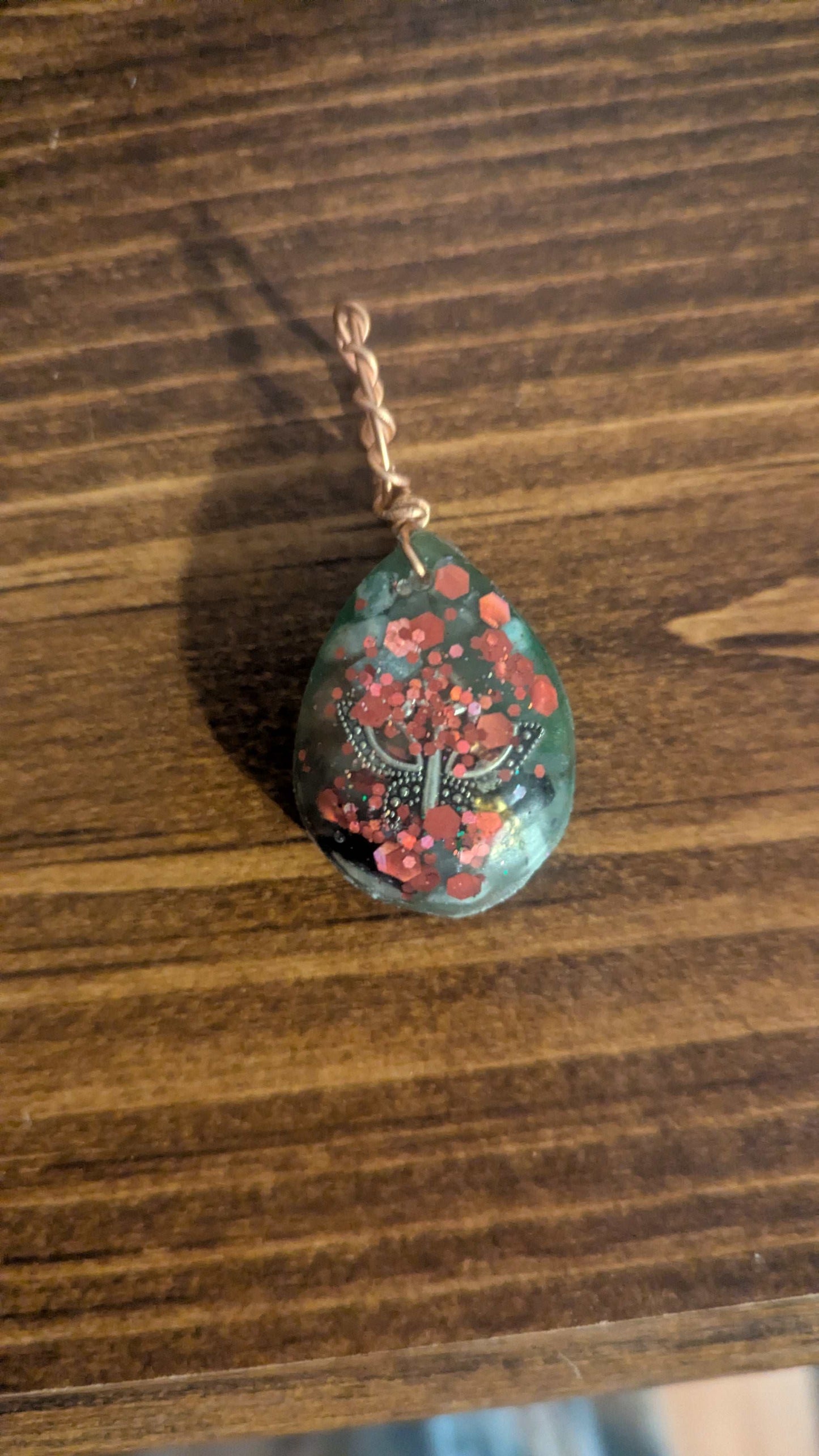 Green Aventurine, Amazonite, & Obsidian Orgonite Pendant, Butterfly | Crystal Arborist