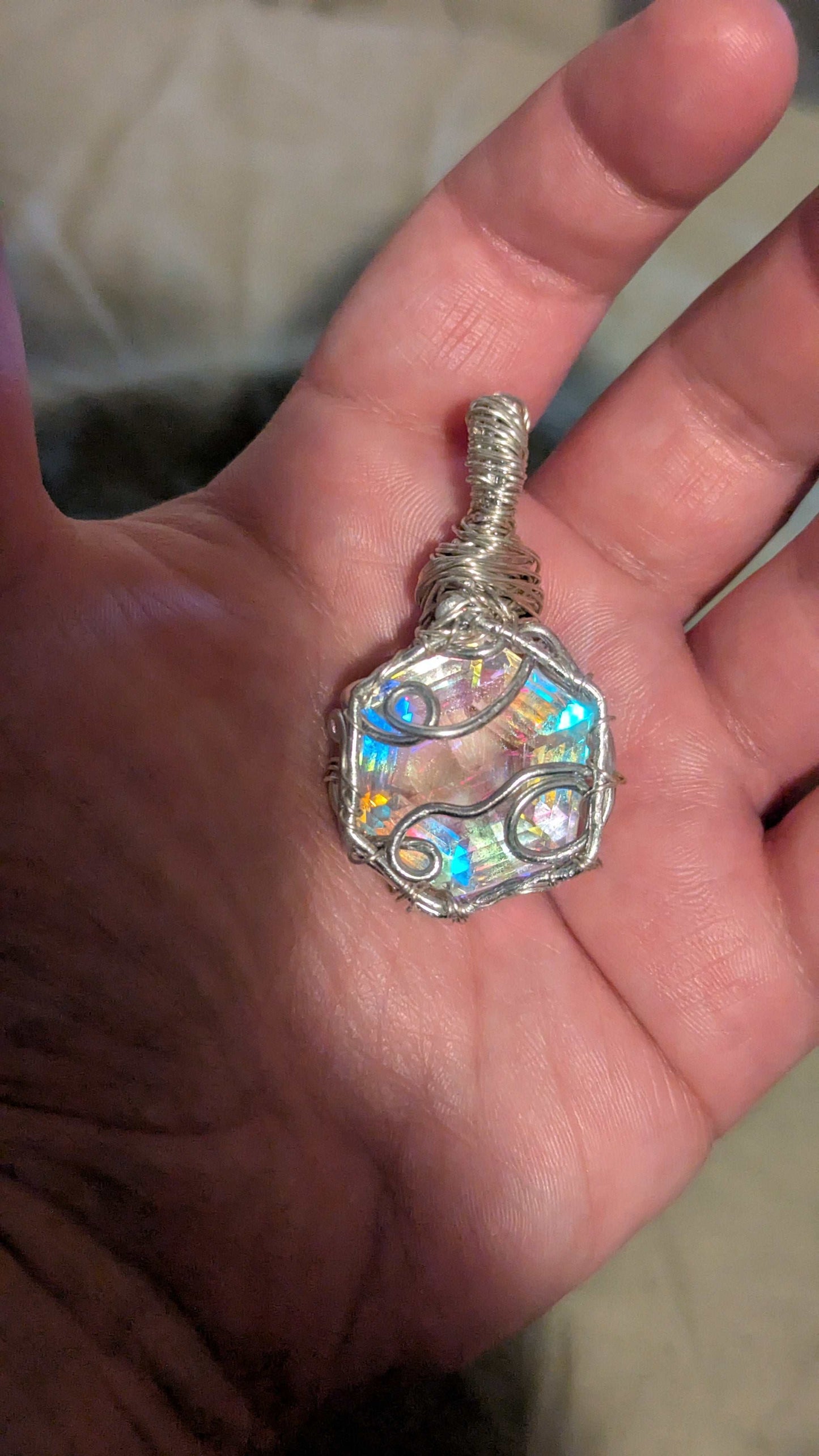 Certified Mystic Topaz Wirewrapped Pendant, Rainbow, Shines | Crystal Arborist