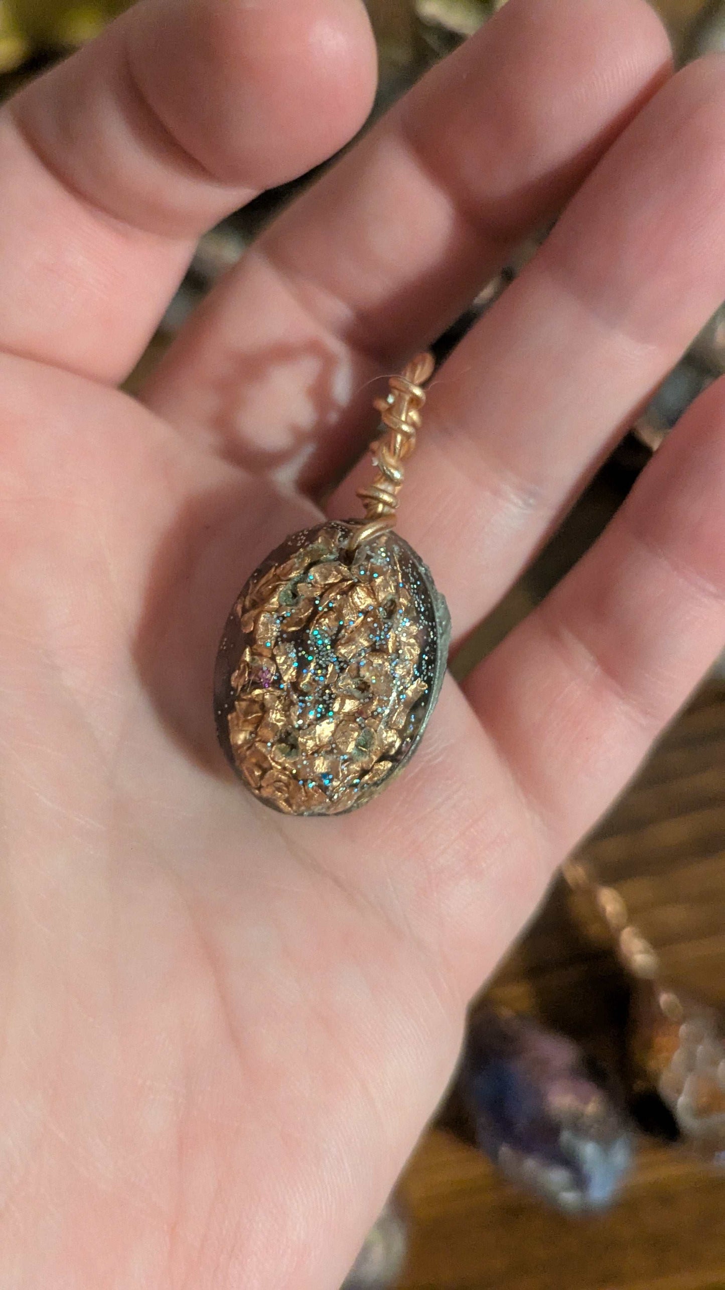 Lapis Lazuli and Goldstone Orgonite Pendant, Elephants | Crystal Arborist