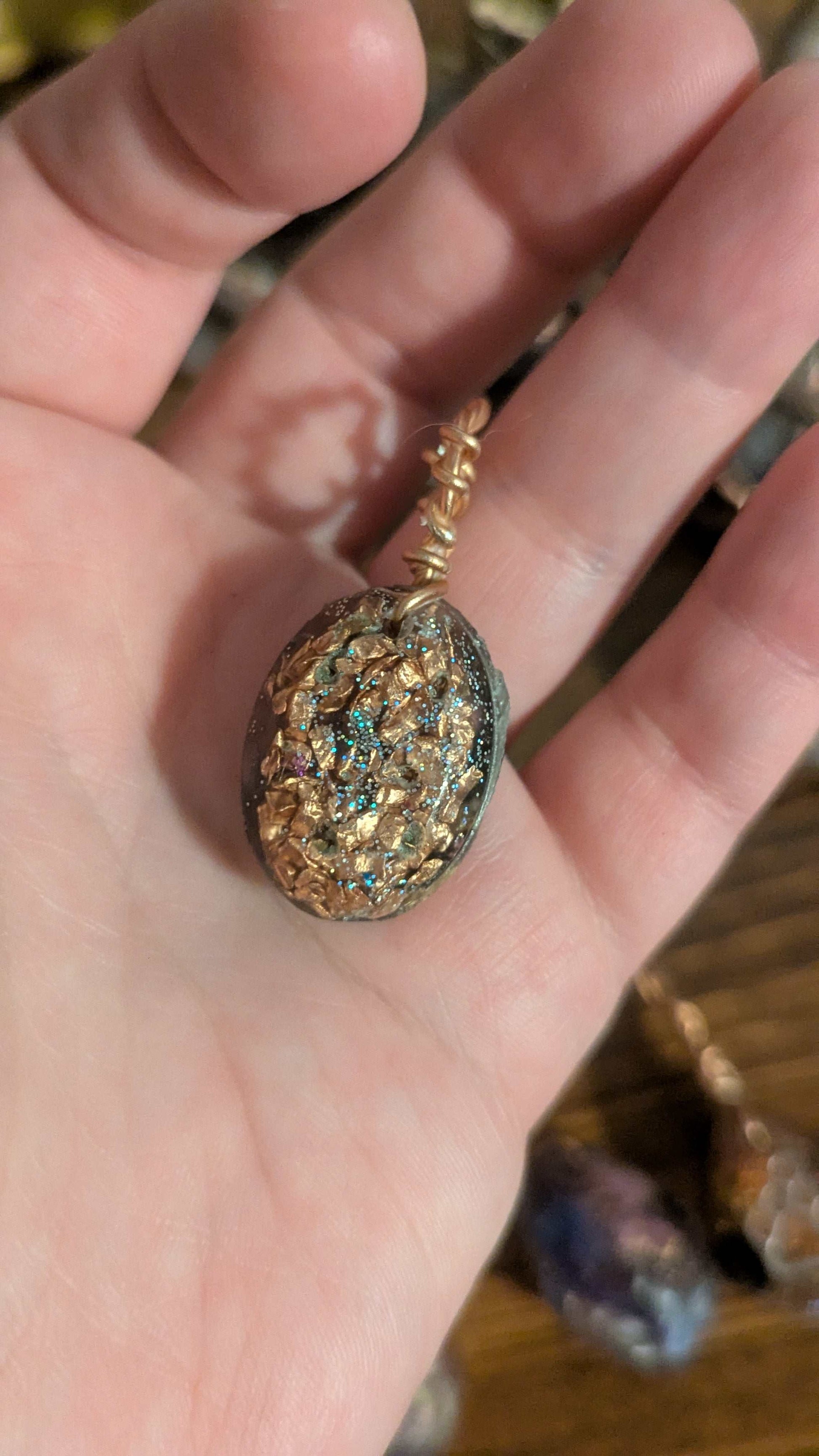 Lapis Lazuli and Goldstone Orgonite Pendant, Elephants | Crystal Arborist