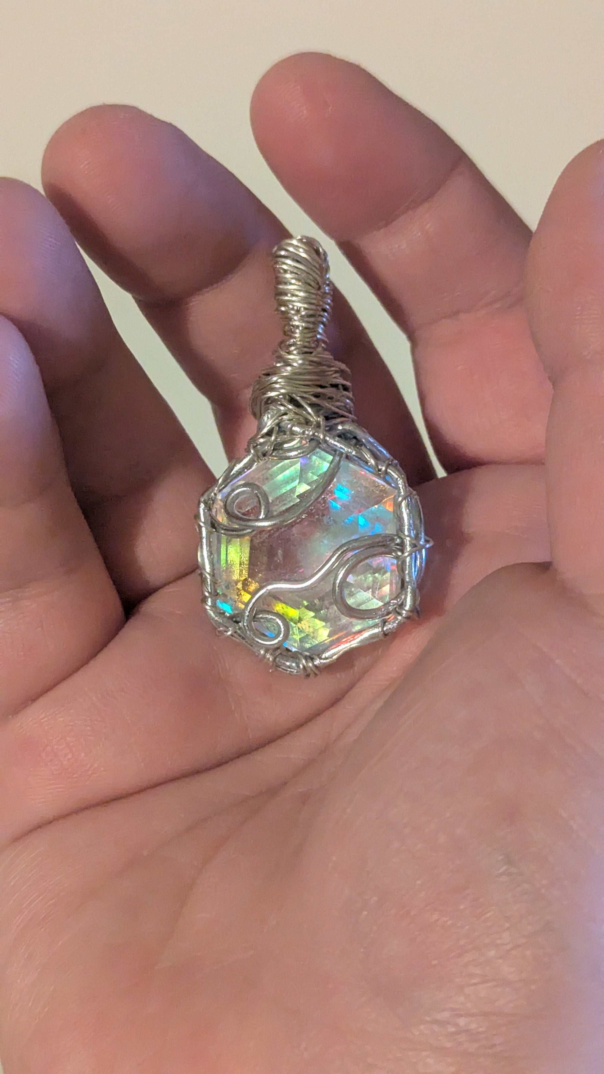 Certified Mystic Topaz Wirewrapped Pendant, Rainbow, Shines | Crystal Arborist