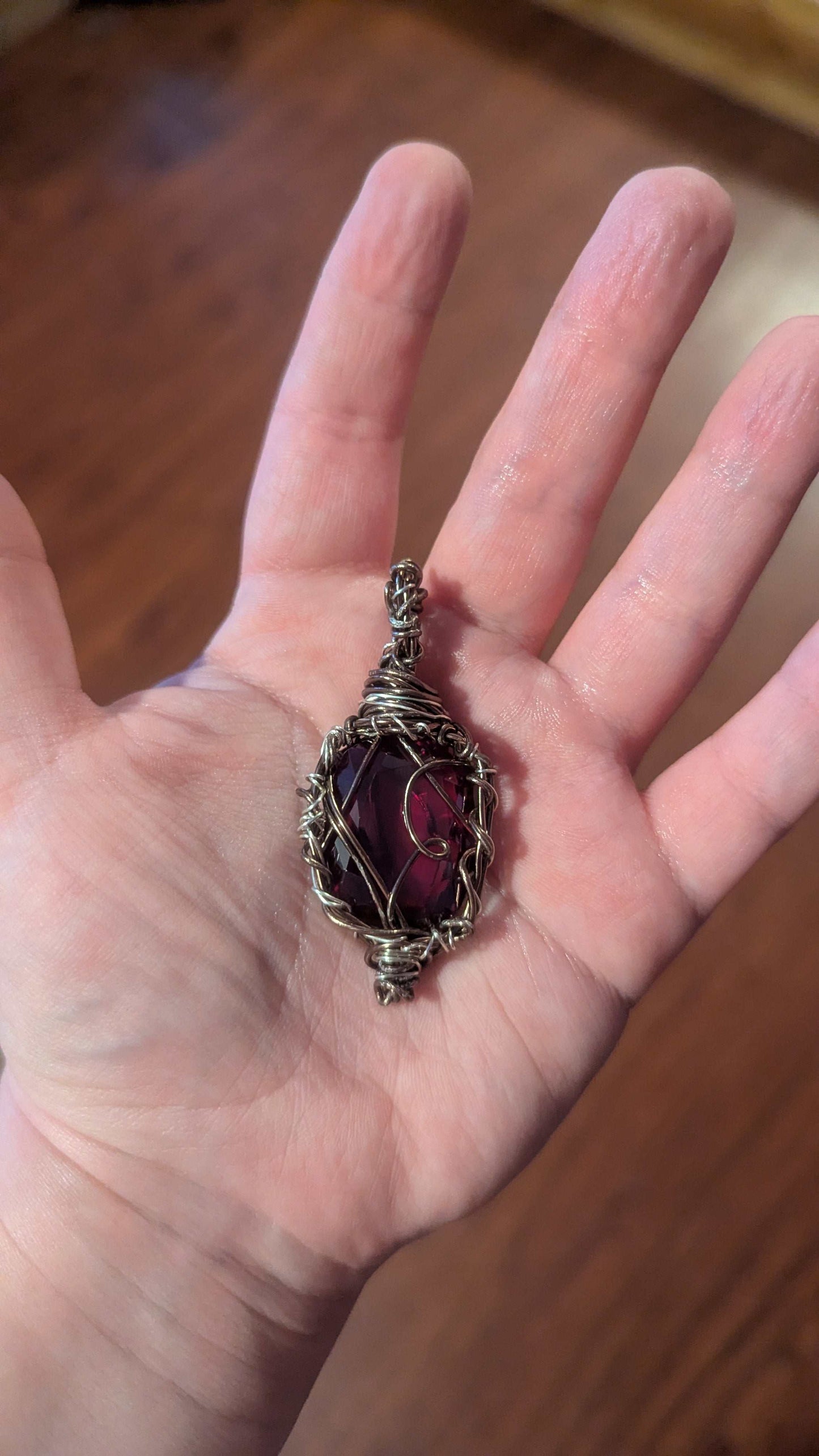 Certified Natural Ruby Handmade Wire Pendant | Crystal Arborist