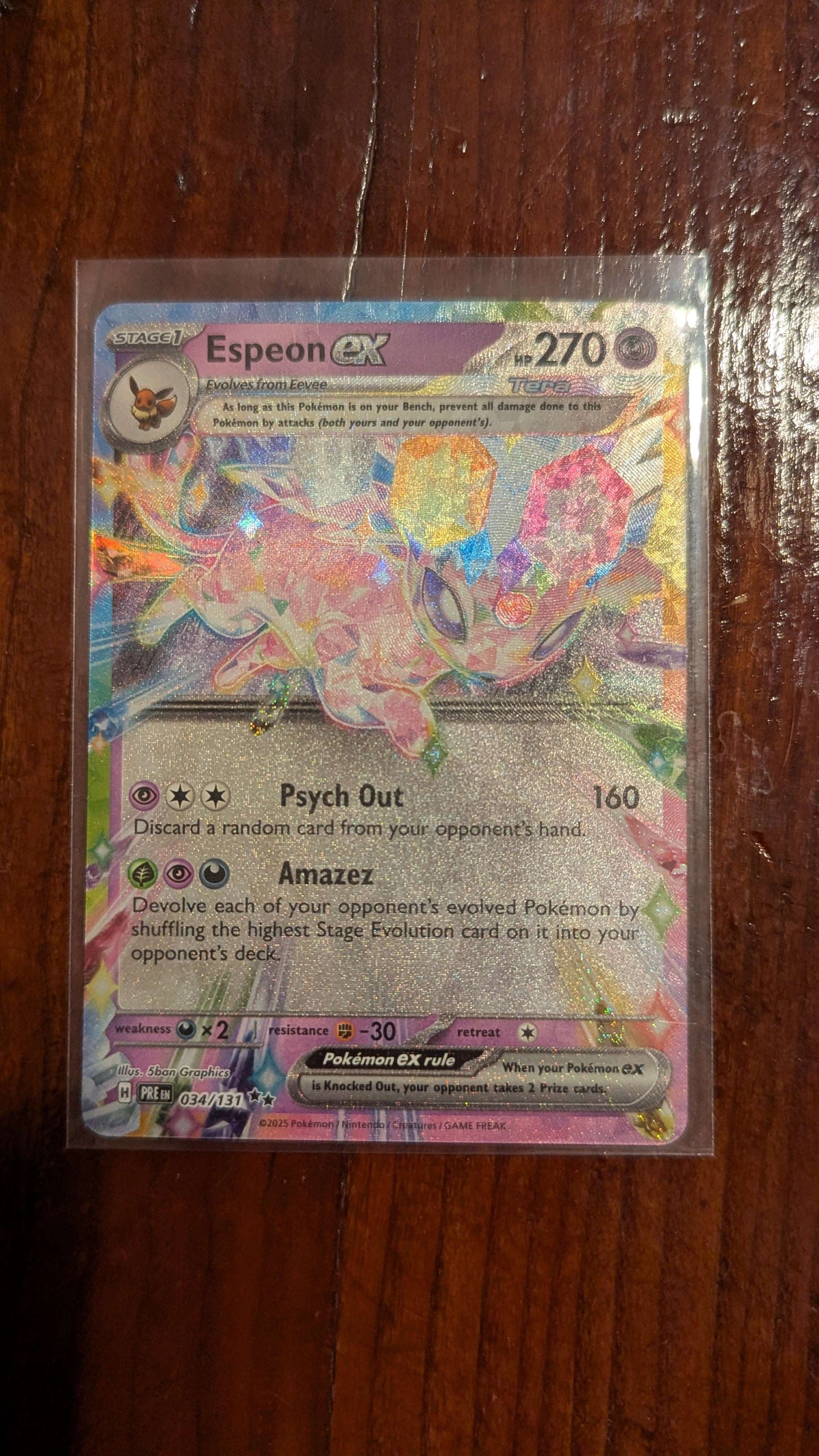 Espeon ex, 034/131, 2025, Holographic Pokemon Card | Crystal Arborist