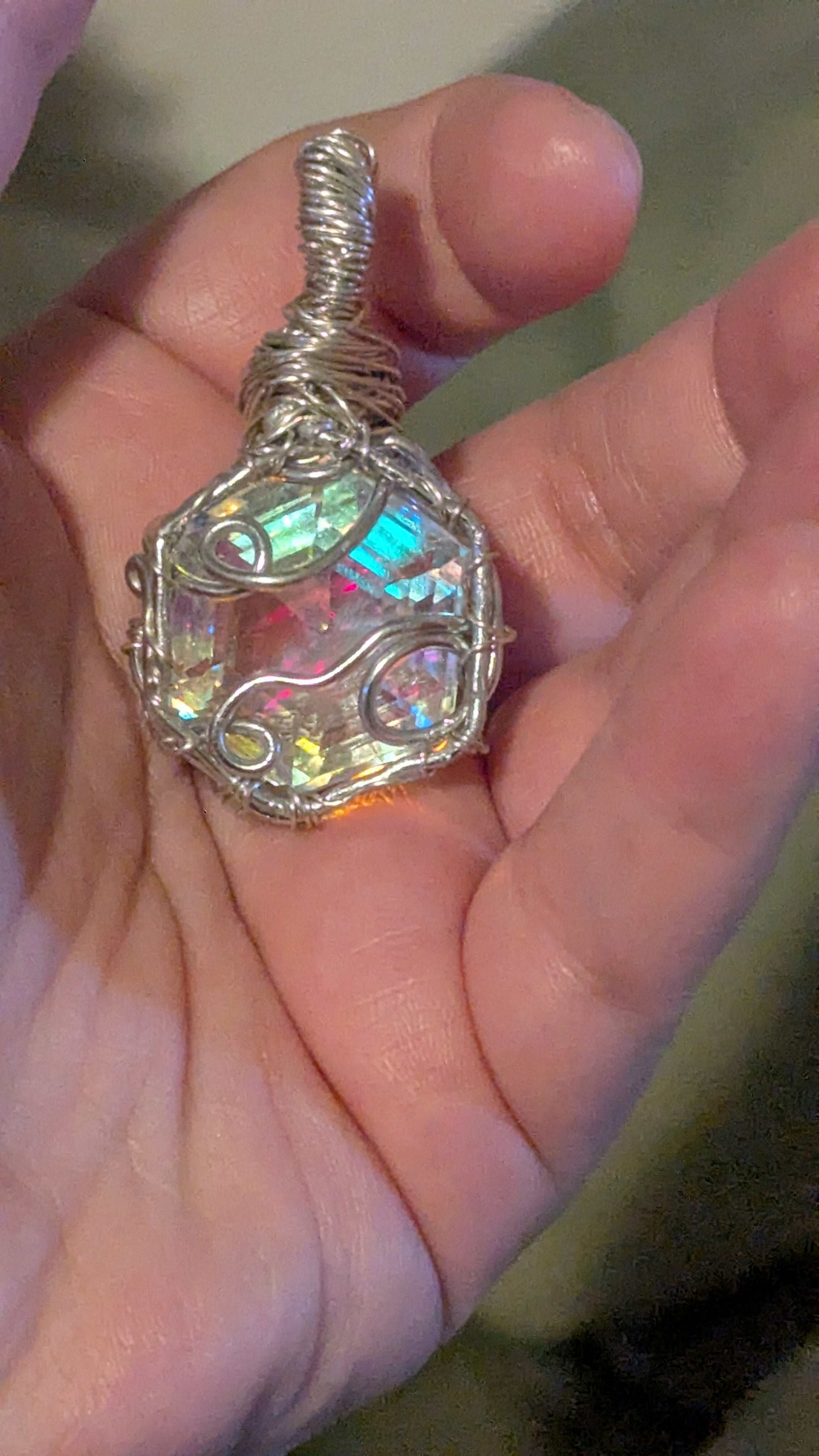 Certified Mystic Topaz Wirewrapped Pendant, Rainbow, Shines | Crystal Arborist
