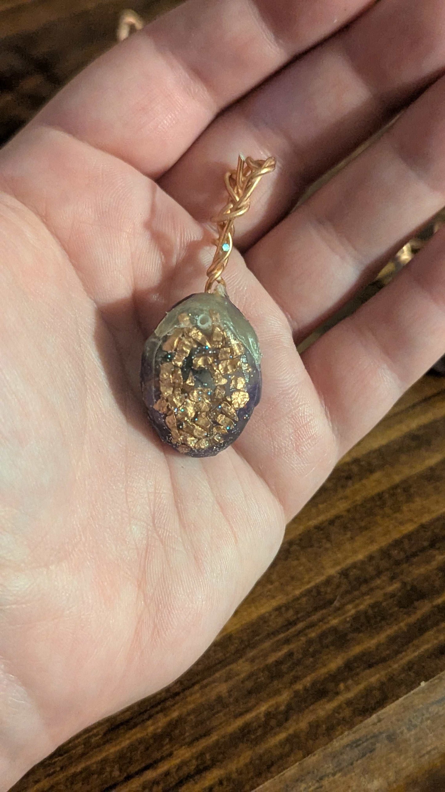 Lapis Lazuli and Goldstone Orgonite Pendant, Sea Turtle | Crystal Arborist