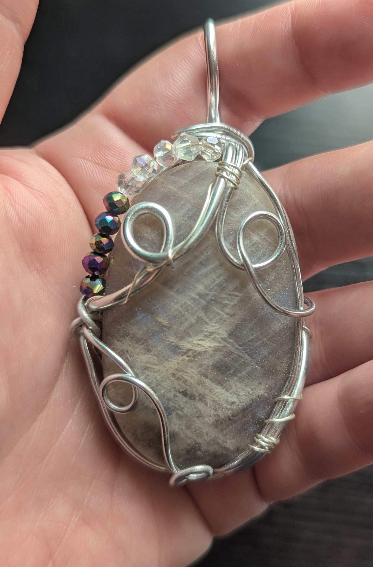 Blue Moon Quartz Wirewrapped Pendant | Crystal Arborist