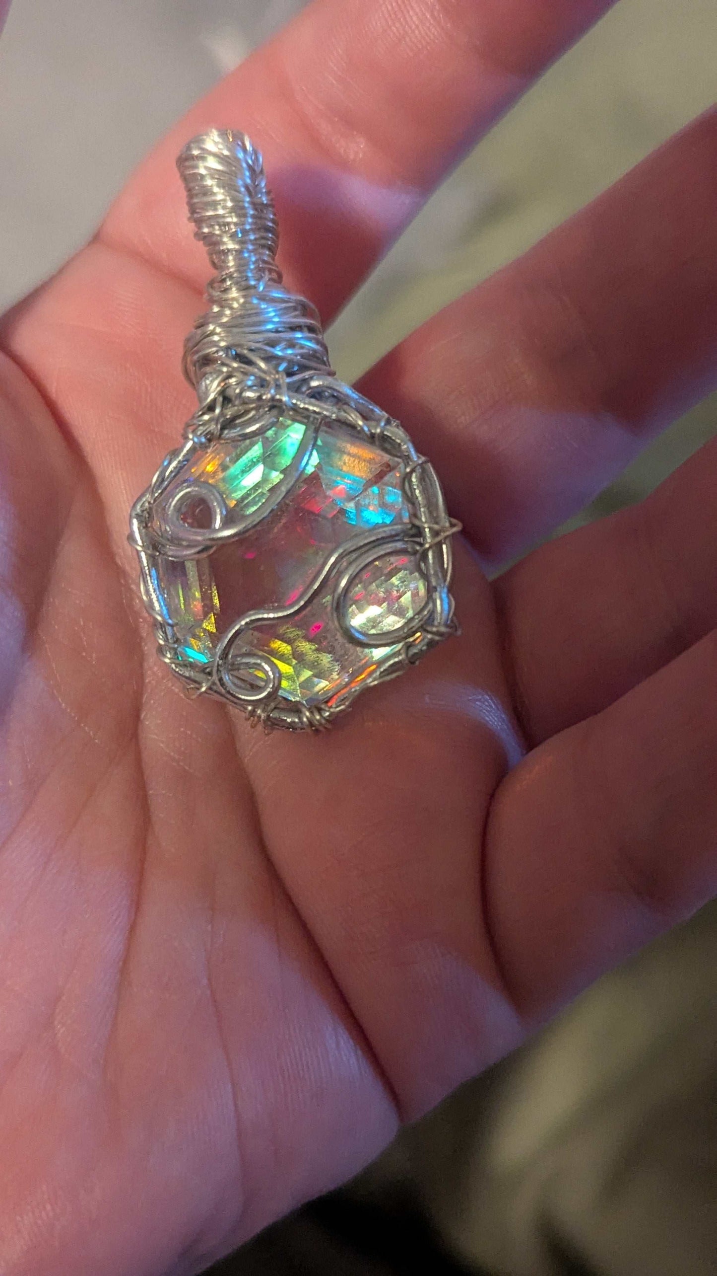Certified Mystic Topaz Wirewrapped Pendant, Rainbow, Shines | Crystal Arborist