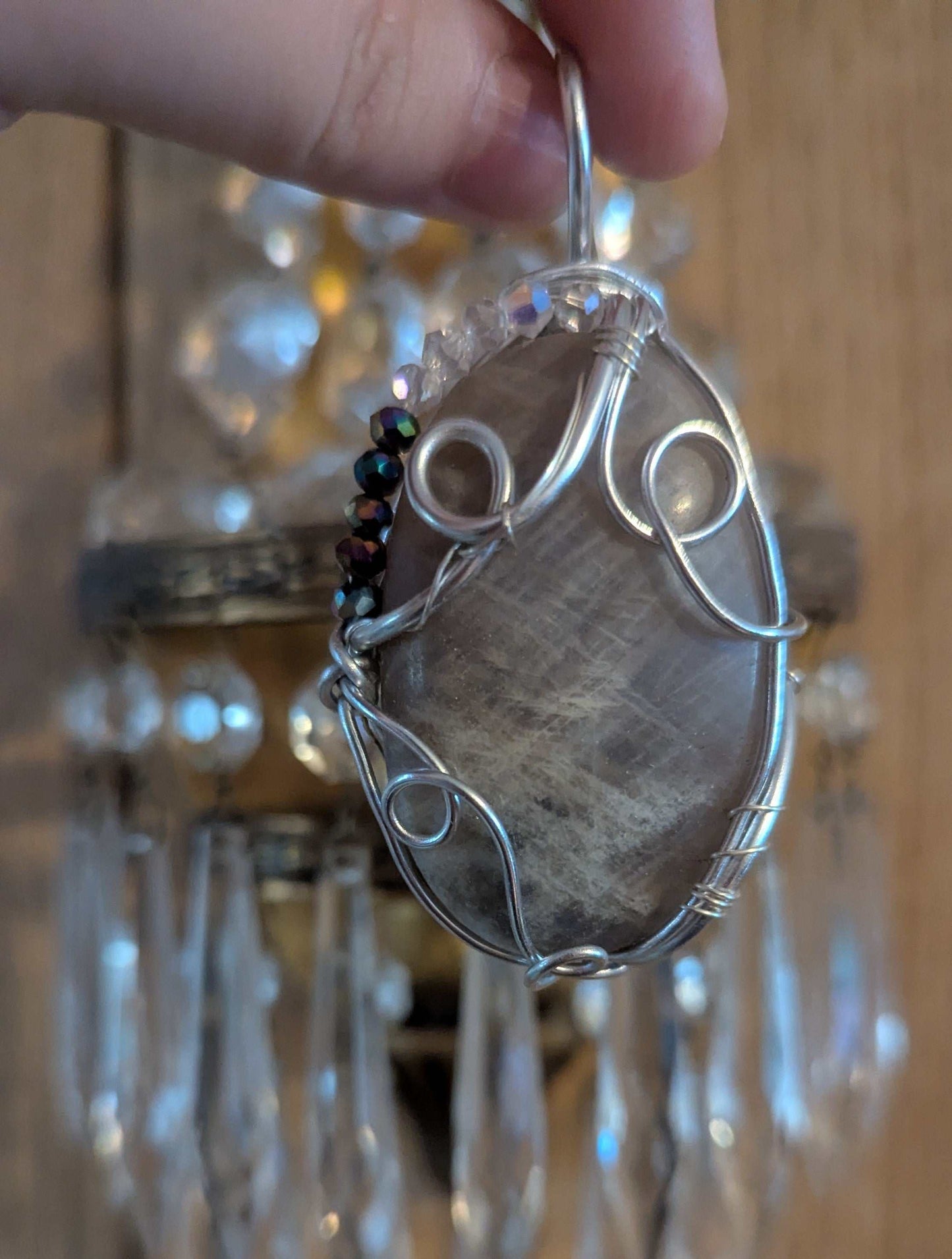 Blue Moon Quartz Wirewrapped Pendant | Crystal Arborist