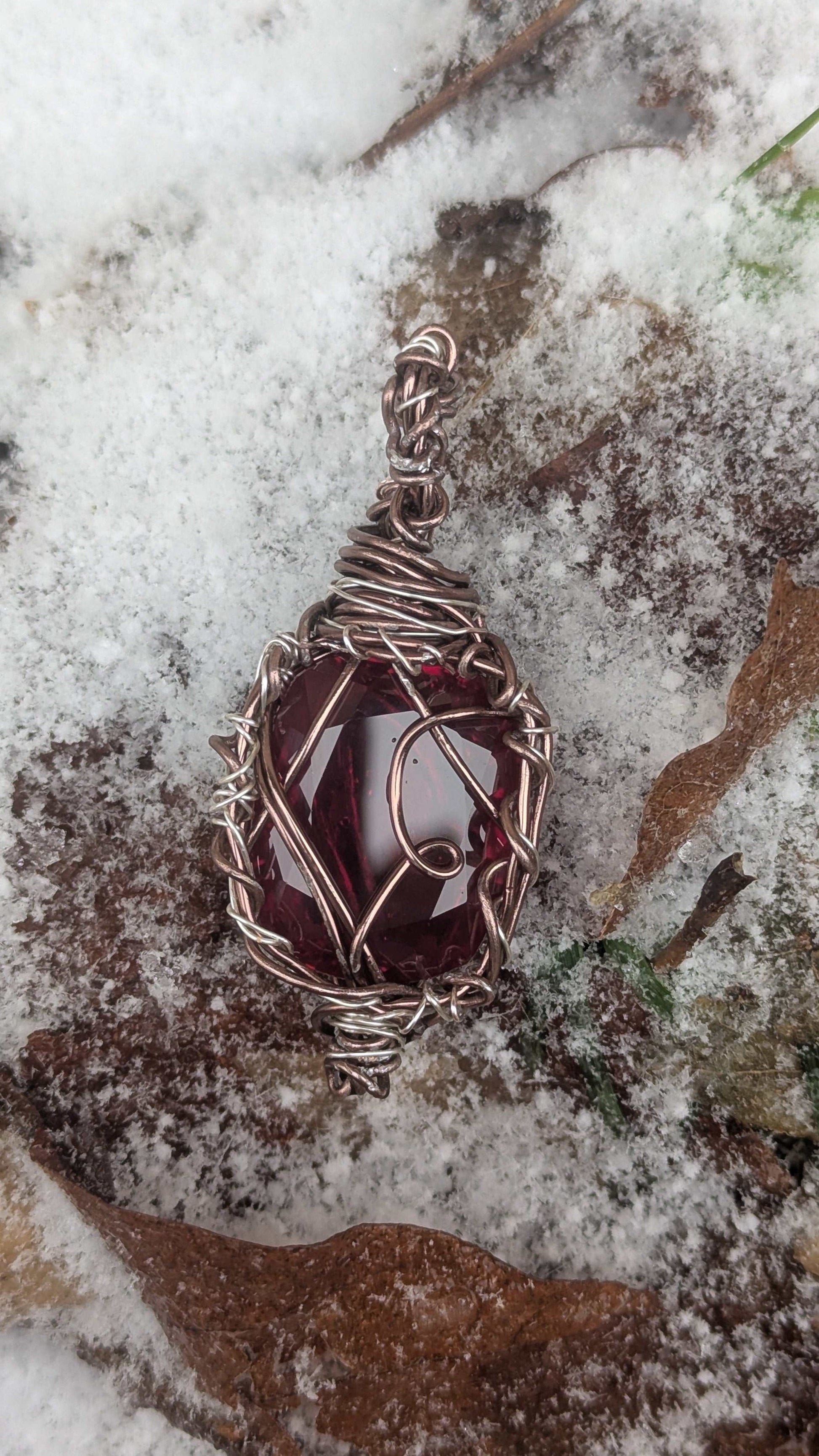 Certified Natural Ruby Handmade Wire Pendant | Crystal Arborist