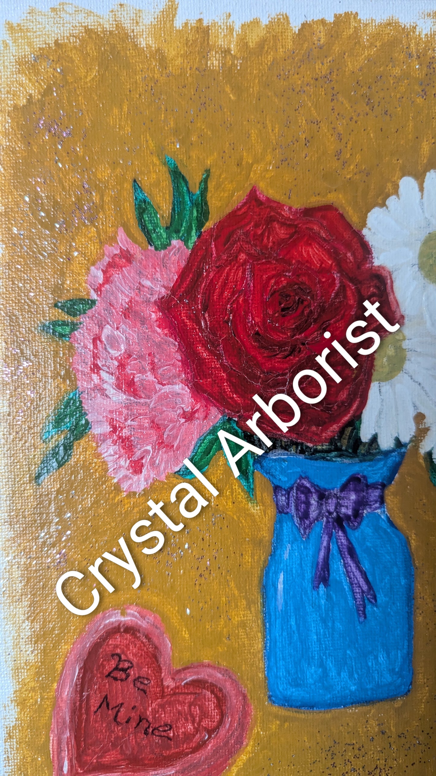 Be Mine Flower Painting on Canvas, Valentine's Day, Art, Acrylic | Crystal Arborist