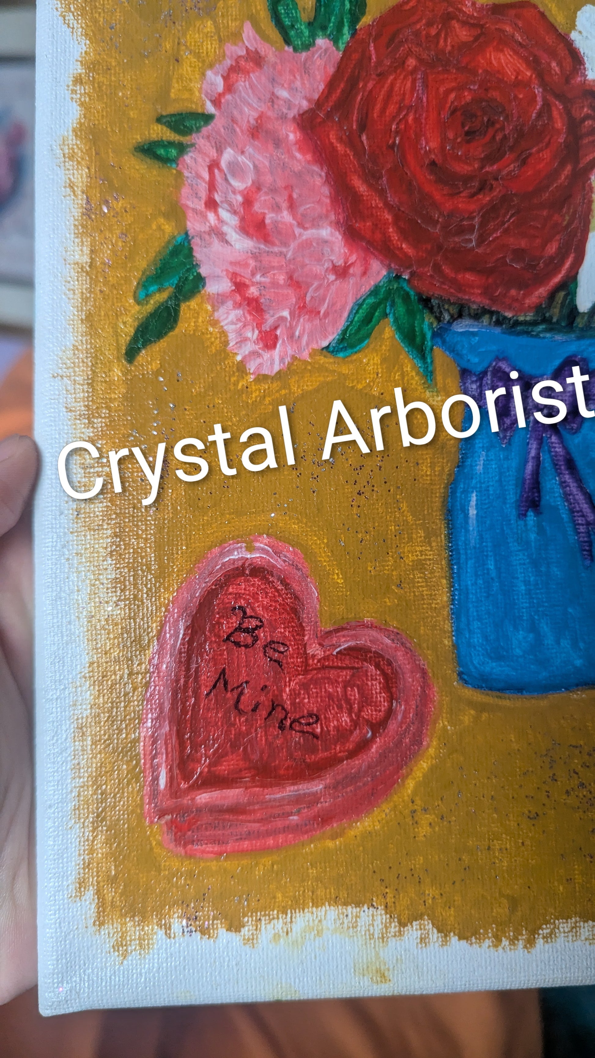 Be Mine Flower Painting on Canvas, Valentine's Day, Art, Acrylic | Crystal Arborist