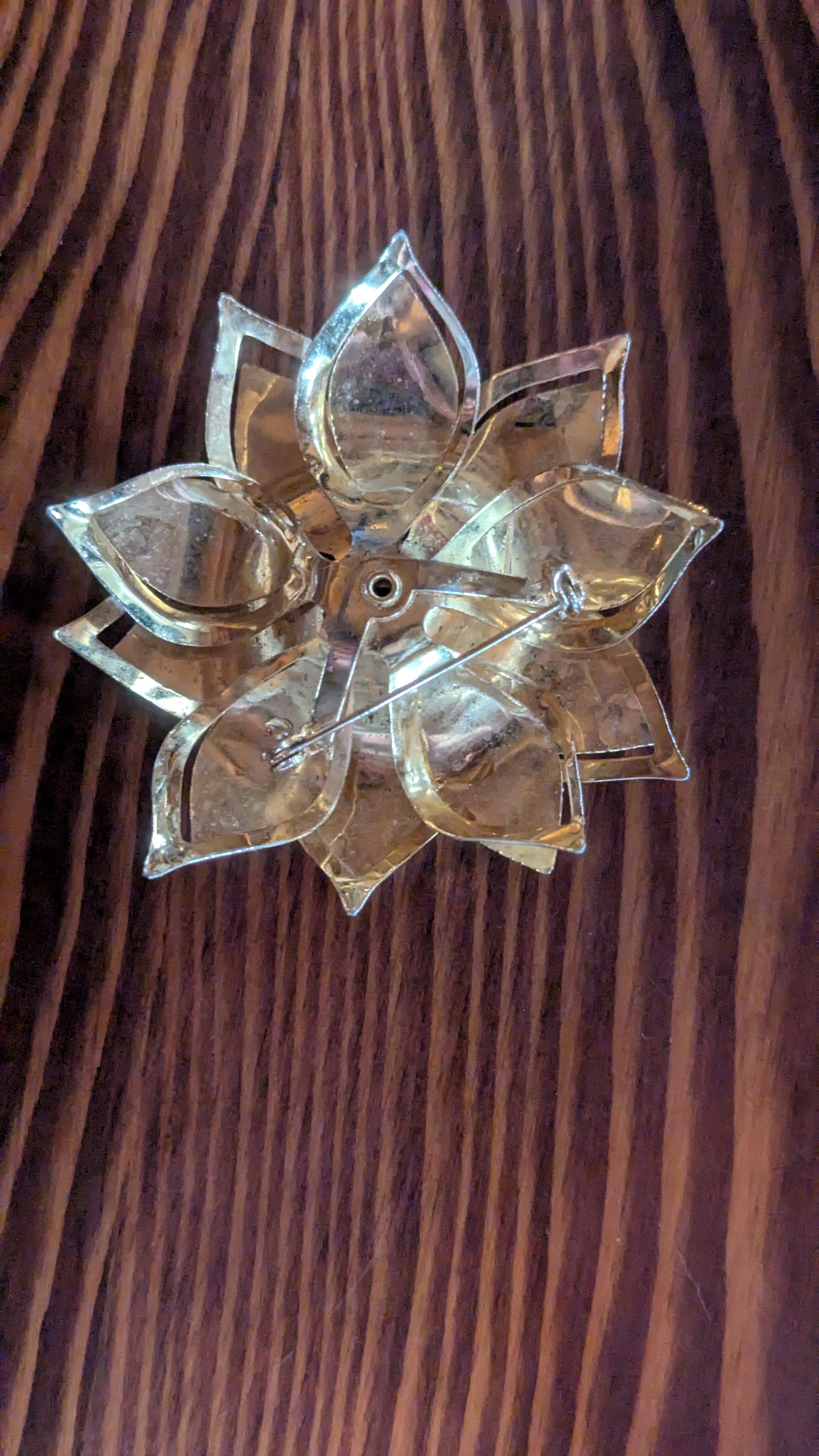 Vintage Golden Flower Pin, Costume Jewelry