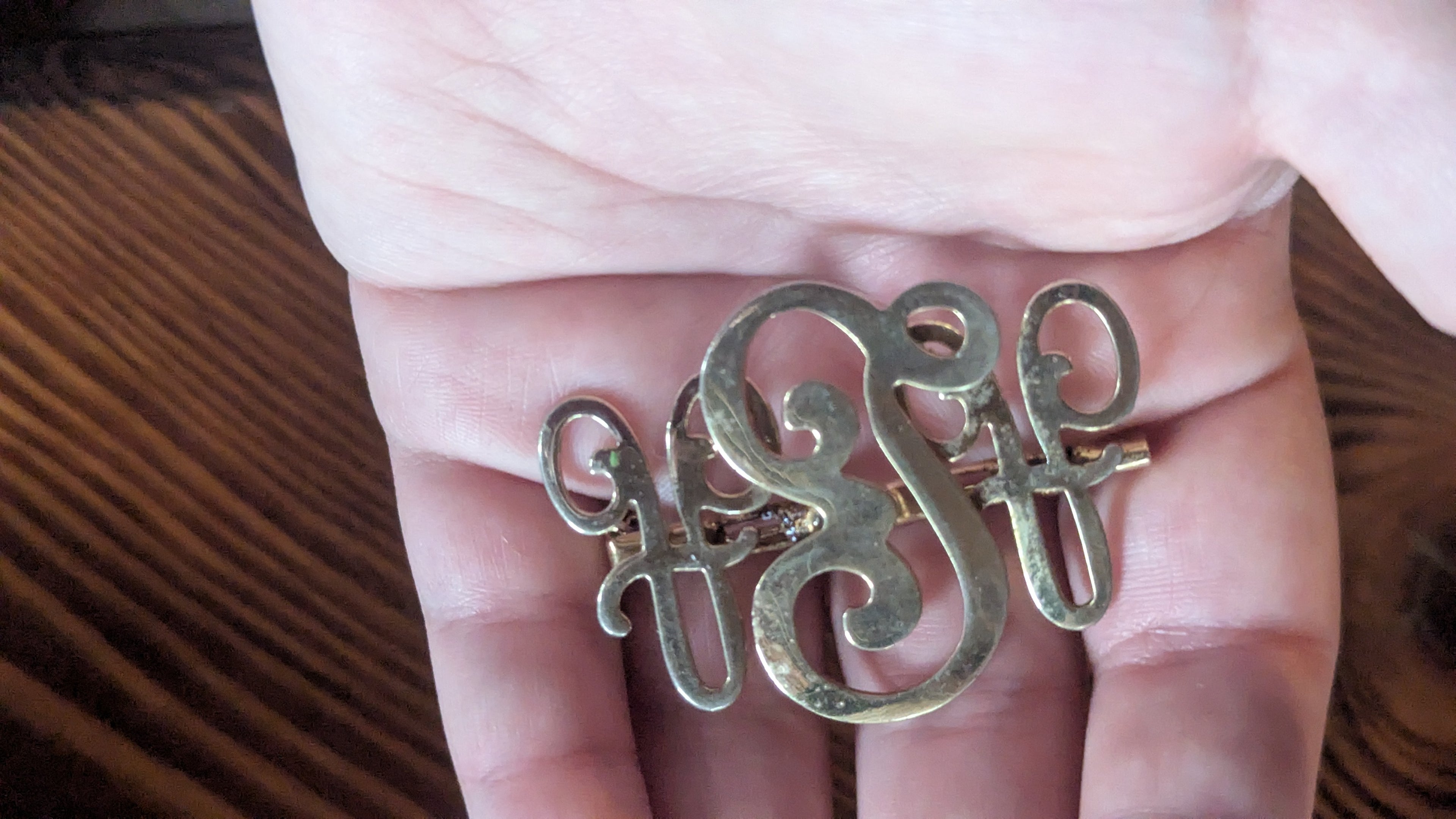 Silver Letters Vintage Pin
