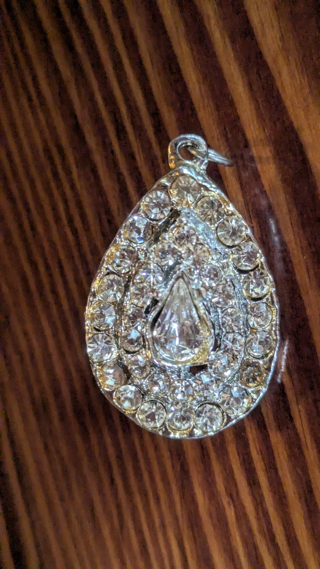 Rhinestone Vintage Pin & Pendant, Teardrop Shape