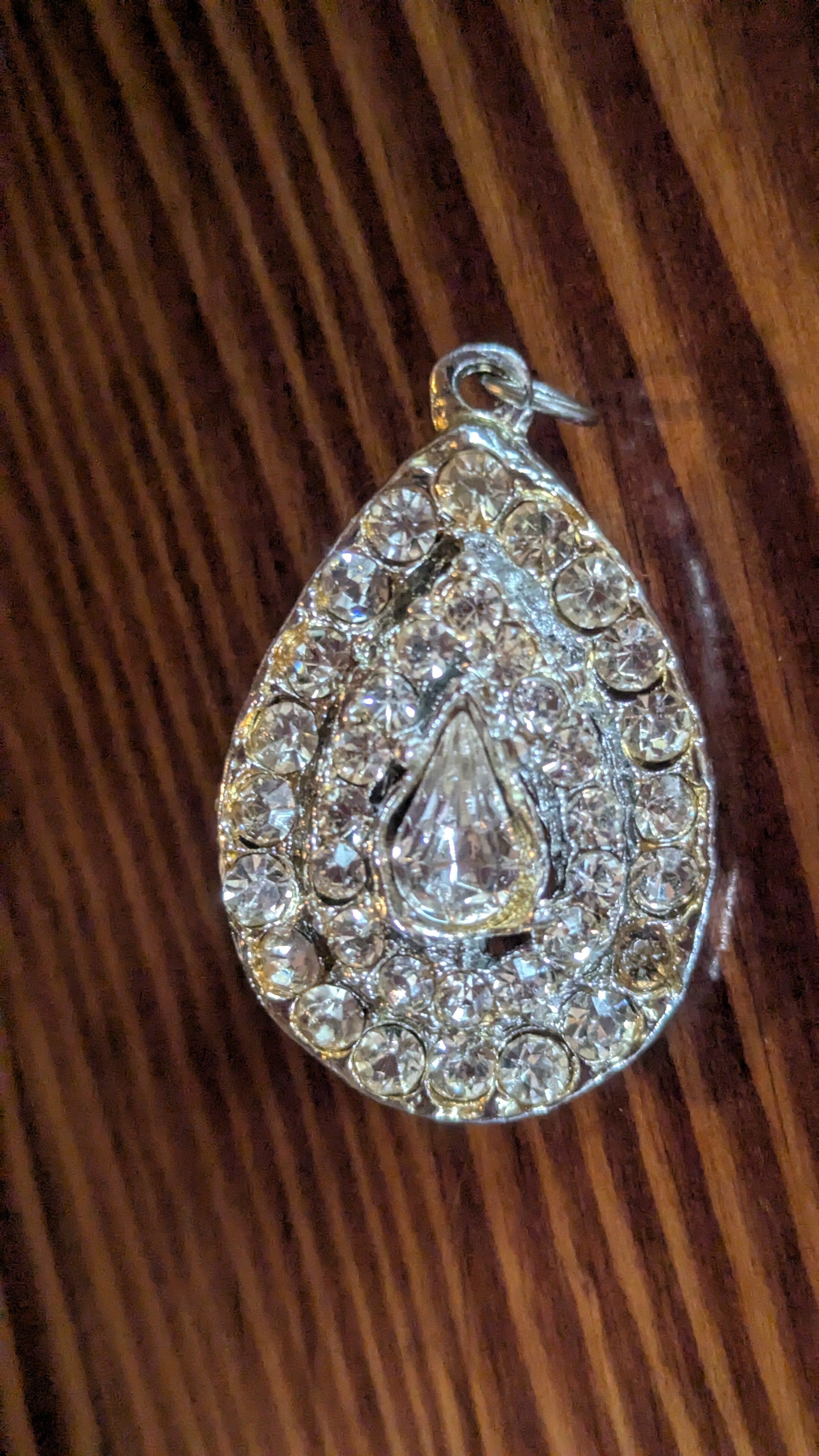 Rhinestone Vintage Pin & Pendant, Teardrop Shape