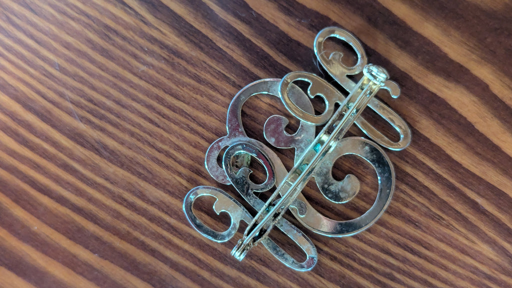 Silver Letters Vintage Pin