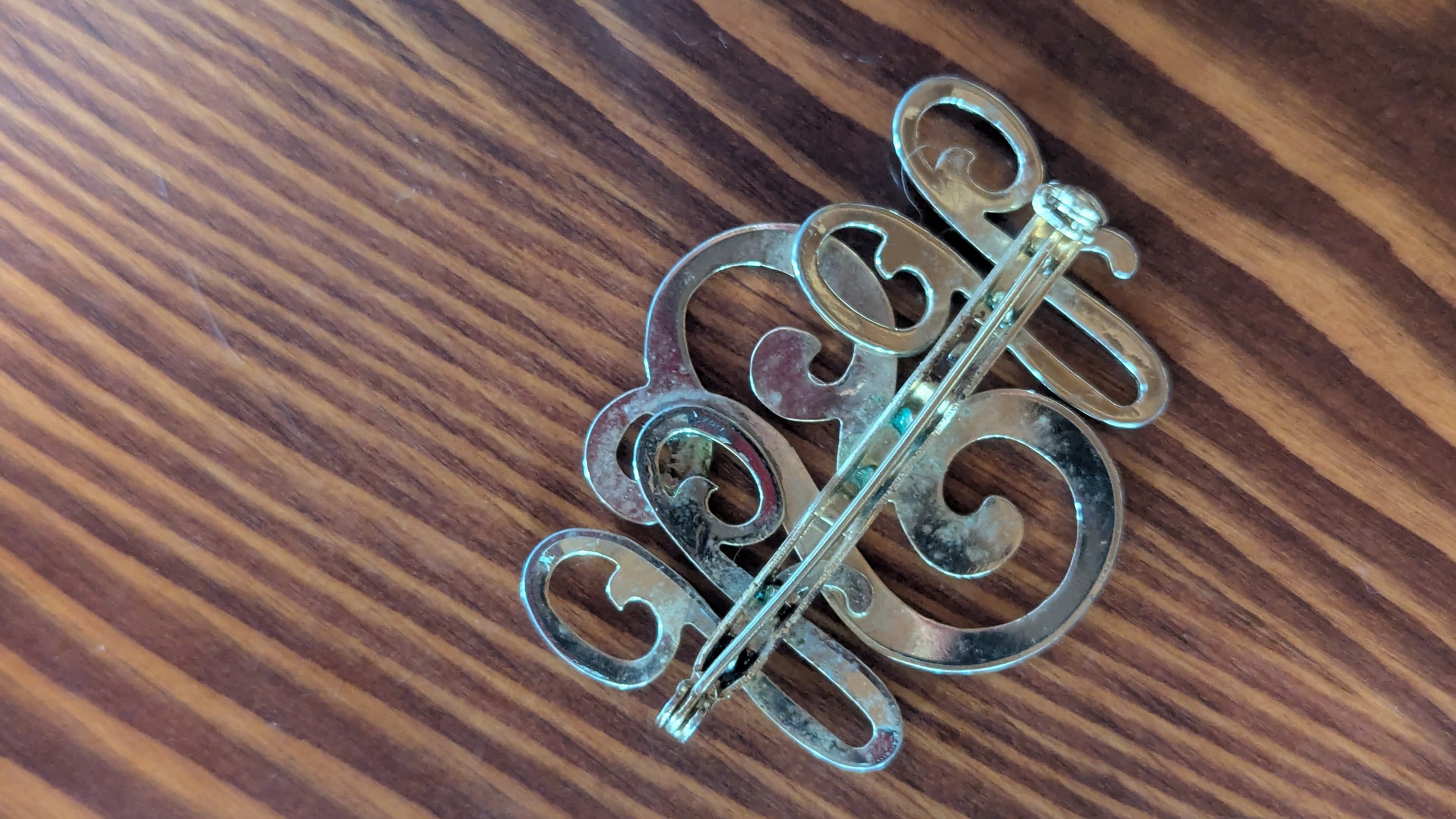 Silver Letters Vintage Pin