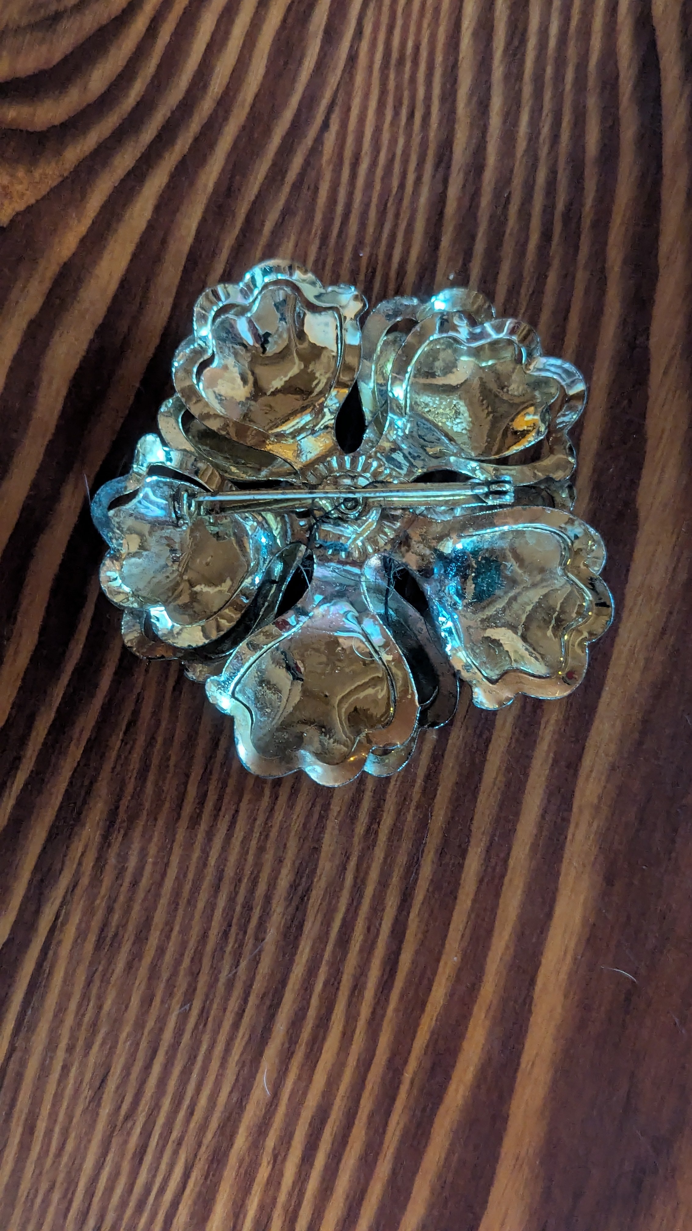 Gold Vintage Flower Pin, Costume Jewelry