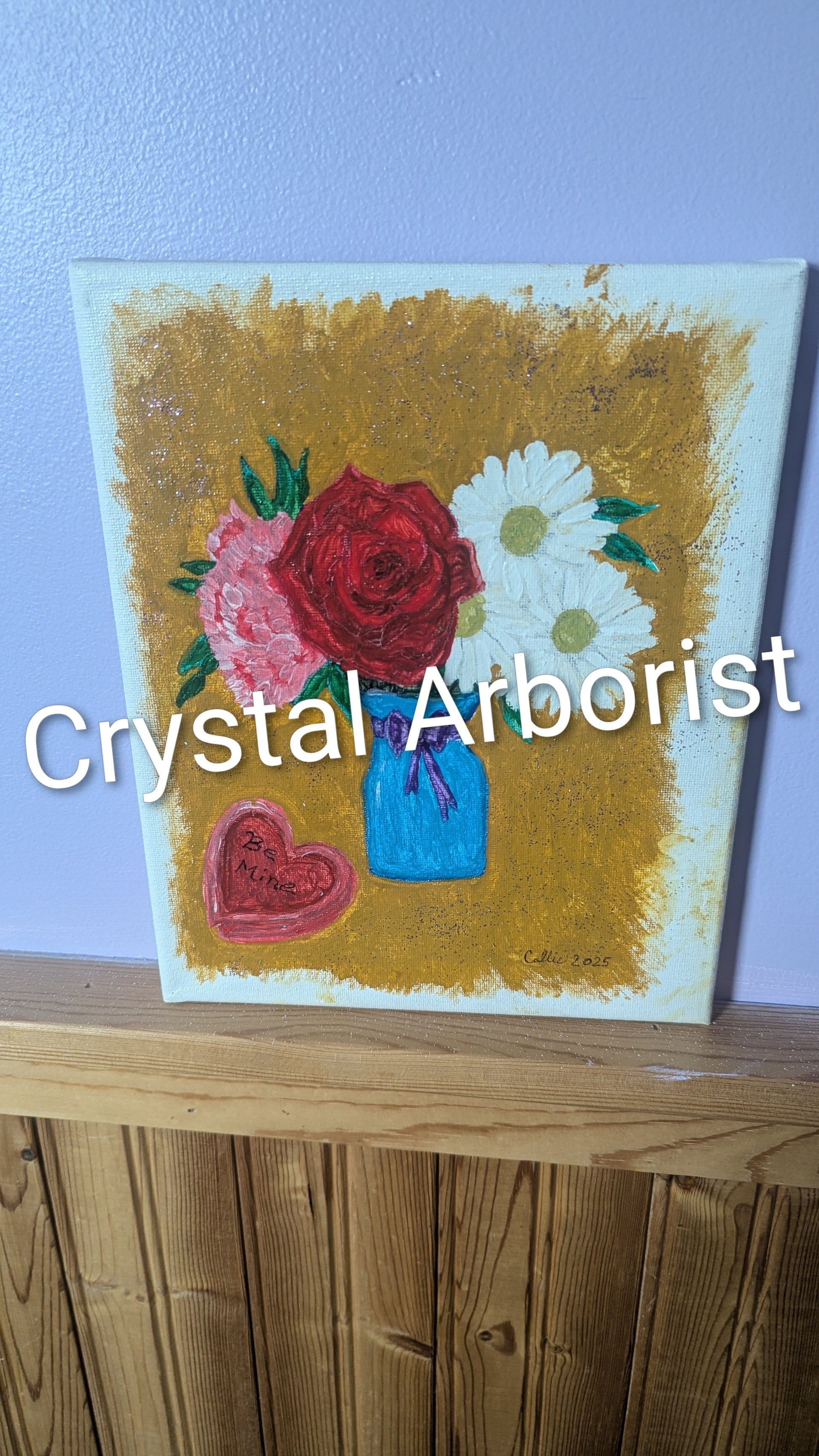 Be Mine Flower Painting on Canvas, Valentine's Day, Art, Acrylic | Crystal Arborist