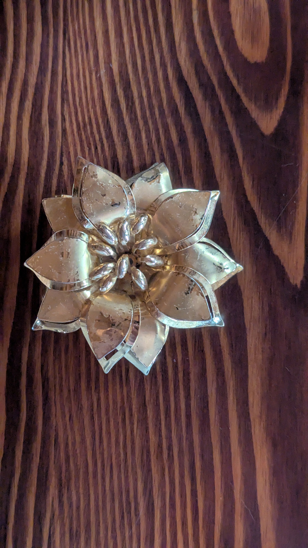 Vintage Golden Flower Pin, Costume Jewelry