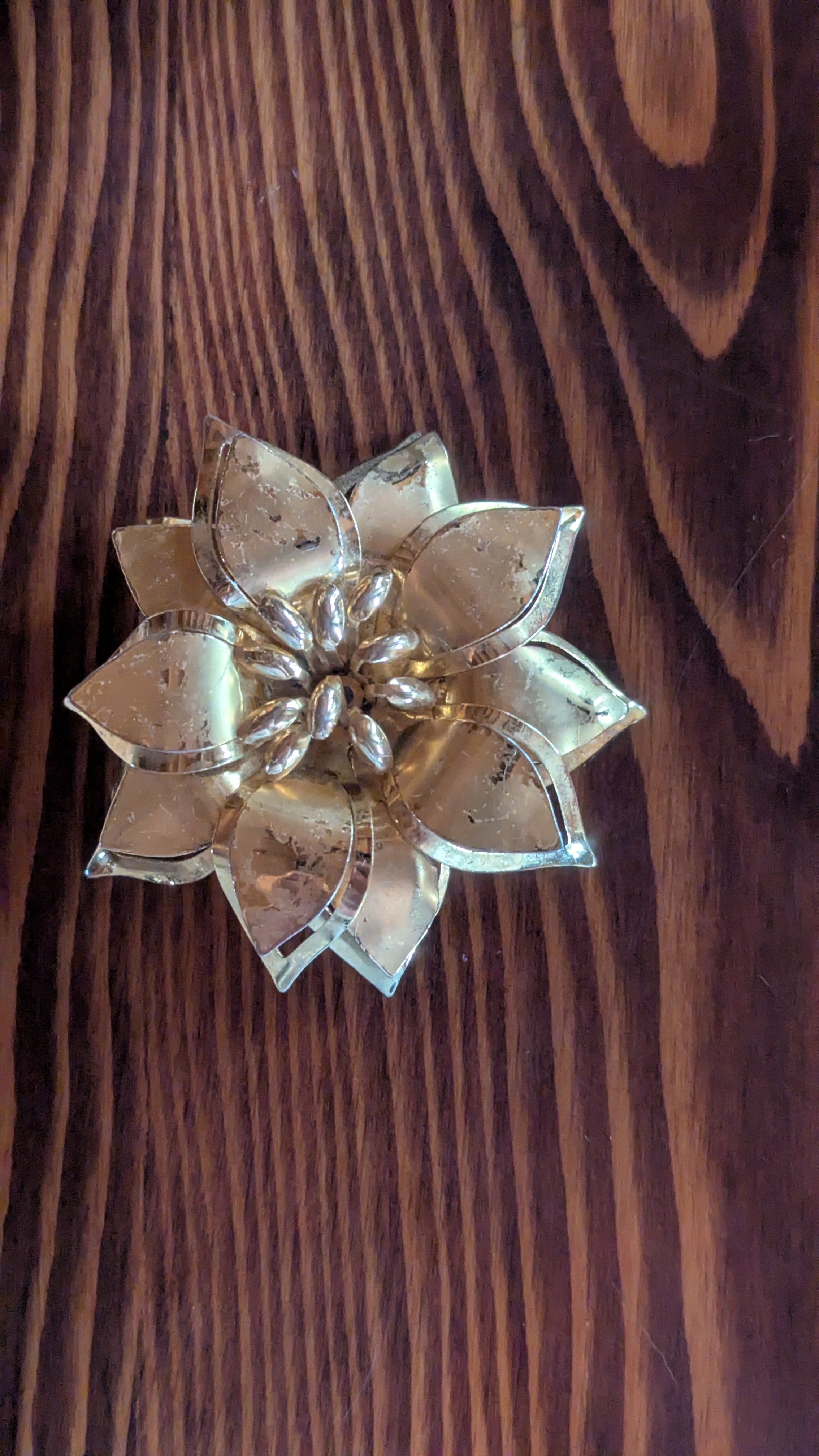 Vintage Golden Flower Pin, Costume Jewelry